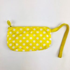 American Eagle Yellow Polka Dot Canvas Wristlet